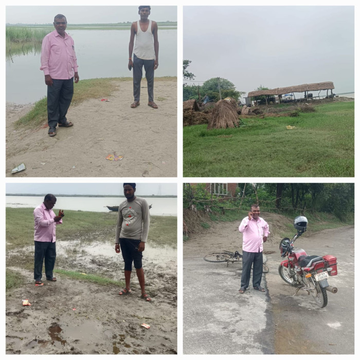 कैथी मांझा गांवों के क्षेत्रों में बारिश में भी राजस्व टीम बाढ़ प्रभावित क्षेत्रों पर नजर रखे हुए हैं।*