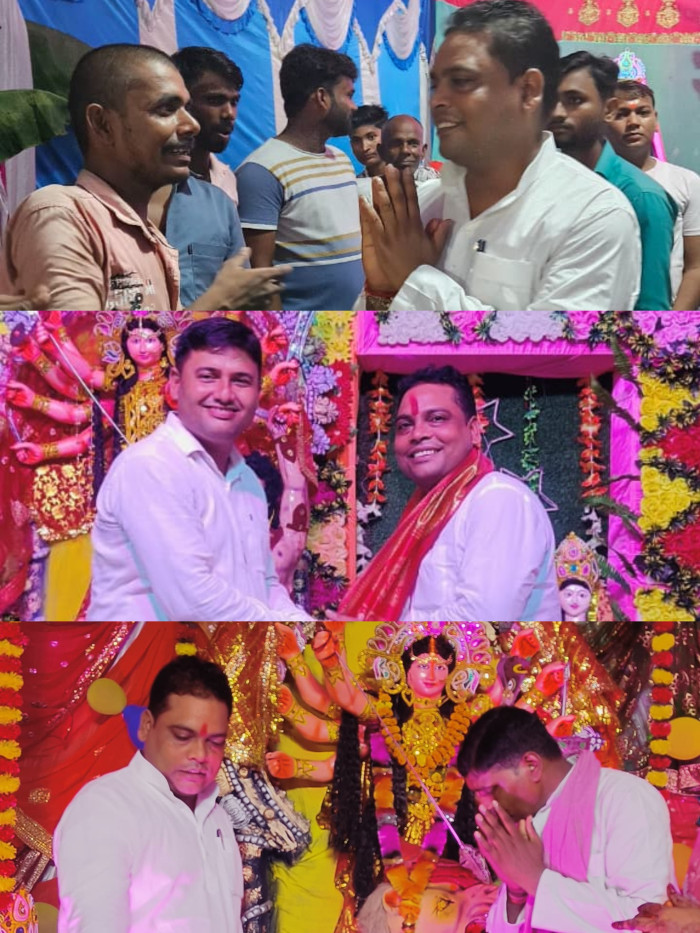 रंजीत विश्वकर्मा प्रत्याशी जिला पंचायत सदस्य रुदौली पंचम ने कई नव दुर्गापूजा दरबार  में लगाई हाजिर लिया माता जी का आशीर्वाद